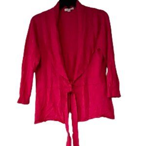 New York & Company Fuchsia 3/4 Sleeve, Shawl Collar Wrap Cardigan - Medium